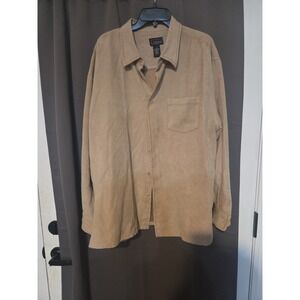 Cezani Tan‎ Button Down, Men's 2XL, Faux Suede, Long Sleeve Shirt. Casual Top